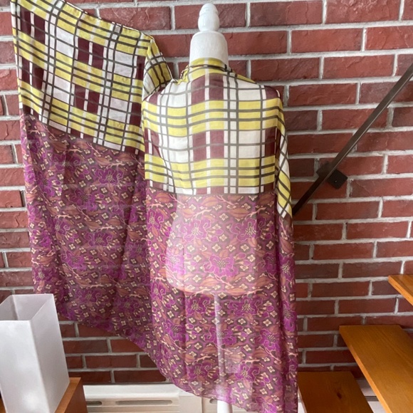 •Cotton Blend Floral Plaid Oversized Scarf Wrap Shawl 70”x43” NWOT - Picture 4 of 6